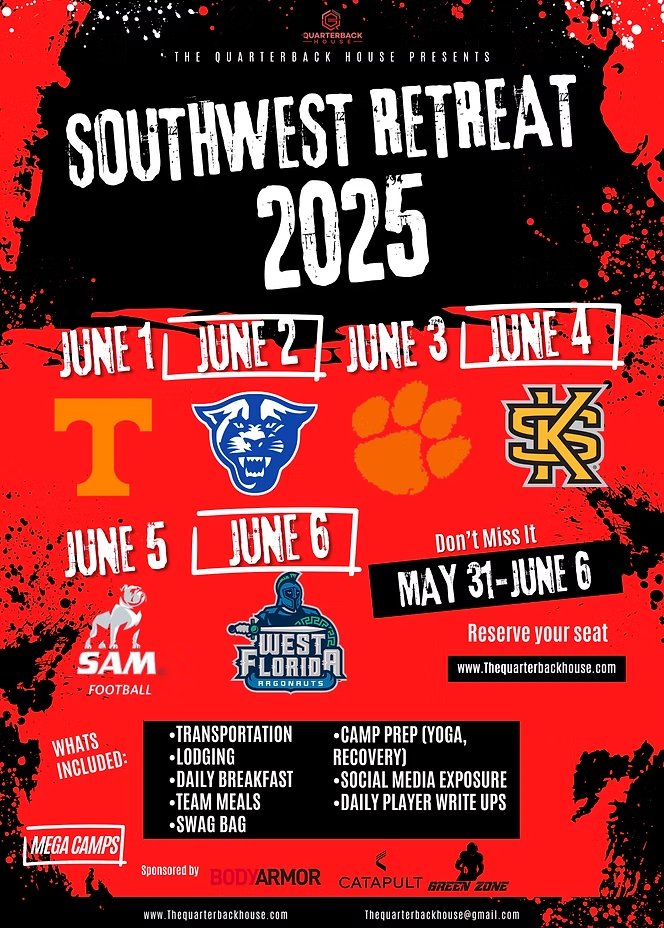 WeBelieveInMe (@webelieveinme_) on Twitter photo ***Full roster has been sent to every college coach that our recruits will be in front of, including full list at Kennesaw Mega Camp, coaches check your emails! <a href="/QBHouse55/">Coach Bj Hall</a> Bus Tour! (*UWF Mega Camp has NOT listed the colleges in attendance, DM for roster if you will be there) ***Full roster has been sent to every college coach that our recruits will be in front of, including full list at Kennesaw Mega Camp, coaches check your emails! <a href="/QBHouse55/">Coach Bj Hall</a> Bus Tour! (*UWF Mega Camp has NOT listed the colleges in attendance, DM for roster if you will be there)
