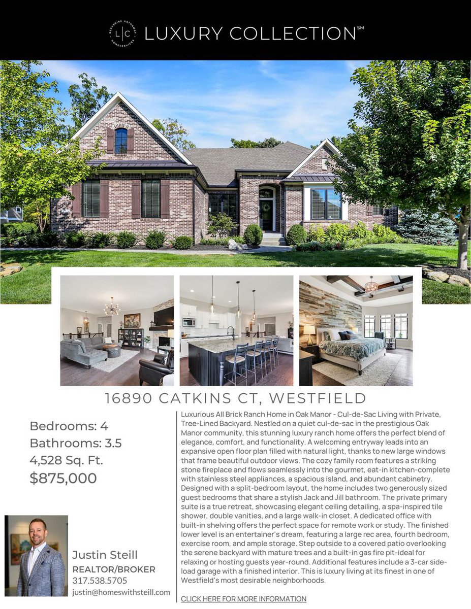justinsteill's tweet photo. What does a Westfield Luxurious All Brick Ranch home listed at 875K in Oak Manor, on a Cul-de-Sac and a Tree-Lined Backyard look like?

Call Justin Steill at 317-538-5705 FOR MORE INFORMATION!
.
#homeswithsteill #bhhsin #topagent #hamiltoncounty #fyp #justinsteill #westfield https://t.co/gHq881RFHu