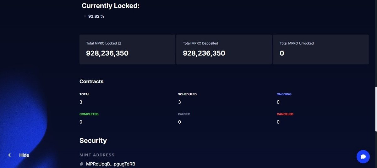 Yes, our tokens are locked! 🔒 Transparency is key, and you can verify everything on Streamflow.

Contact Address : MPRoUpqBvk3KqnYynpnWaRuuWysoKPbYmQipgugTdRB

🔗 app.streamflow.finance/project-dashbo…