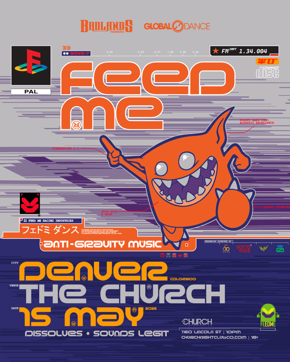 TONIGHT we've got our favorite bass monster <a href="/feedme/">Feed Me</a> taking over the Badlands with support from Dissolves + Sounds Legit 😈 Nab last tickets + we’ll see you on the dancefloor 🔊 → churchnightclubco.com/feedme
