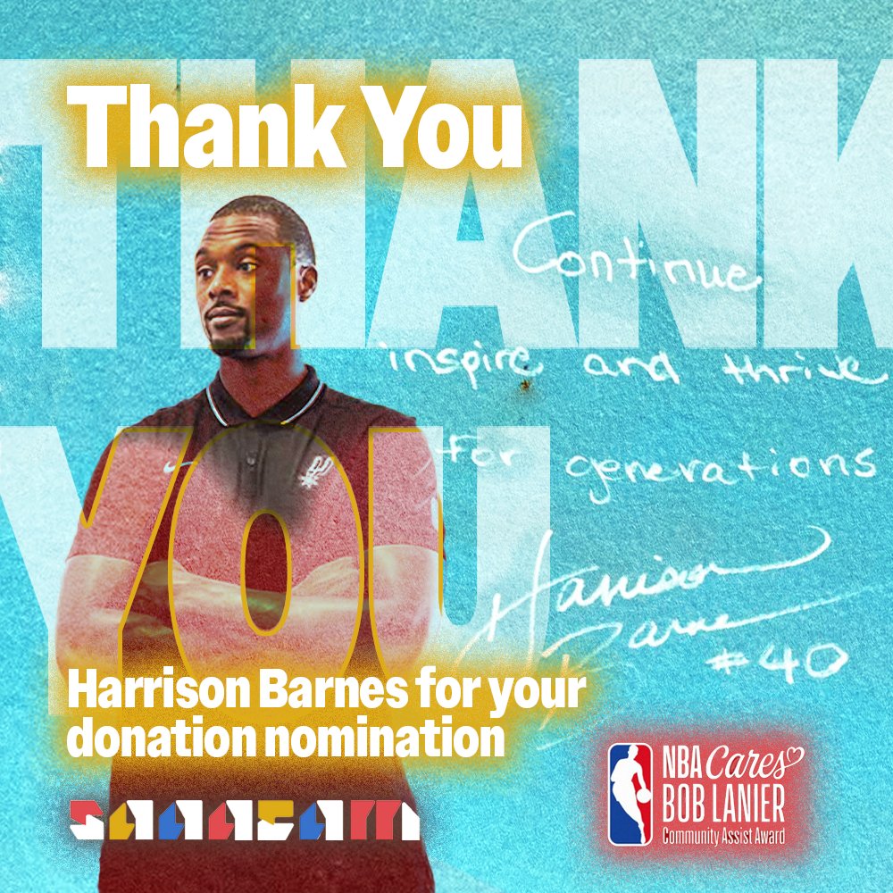 🎉🏀 Congrats to Harrison Barnes for winning the NBA Cares Bob Lanier Award, and thank you for choosing SAAACAM as a recipient to a $10,000 donation! 

💙 Thank you for supporting SAAACAM! 

🌟 Support the Movement ➡️ saaacam.org/capital-campai… #NBACommunityAssist #SAAACAM