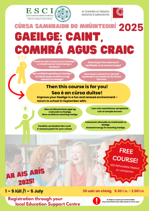 🚨 AR AIS ARÍS! 🇮🇪
🗓 1–5 Iúil 2025
⏰ 9.30 r.n. – 2.00 i.n.
📍 Mullingar Educate Together N.S.
Whether you’re returning to the classroom or just want more confidence speaking Irish — this FREE course is for you!

🔗athloneeducationcentre.com/cpd-courses/su…