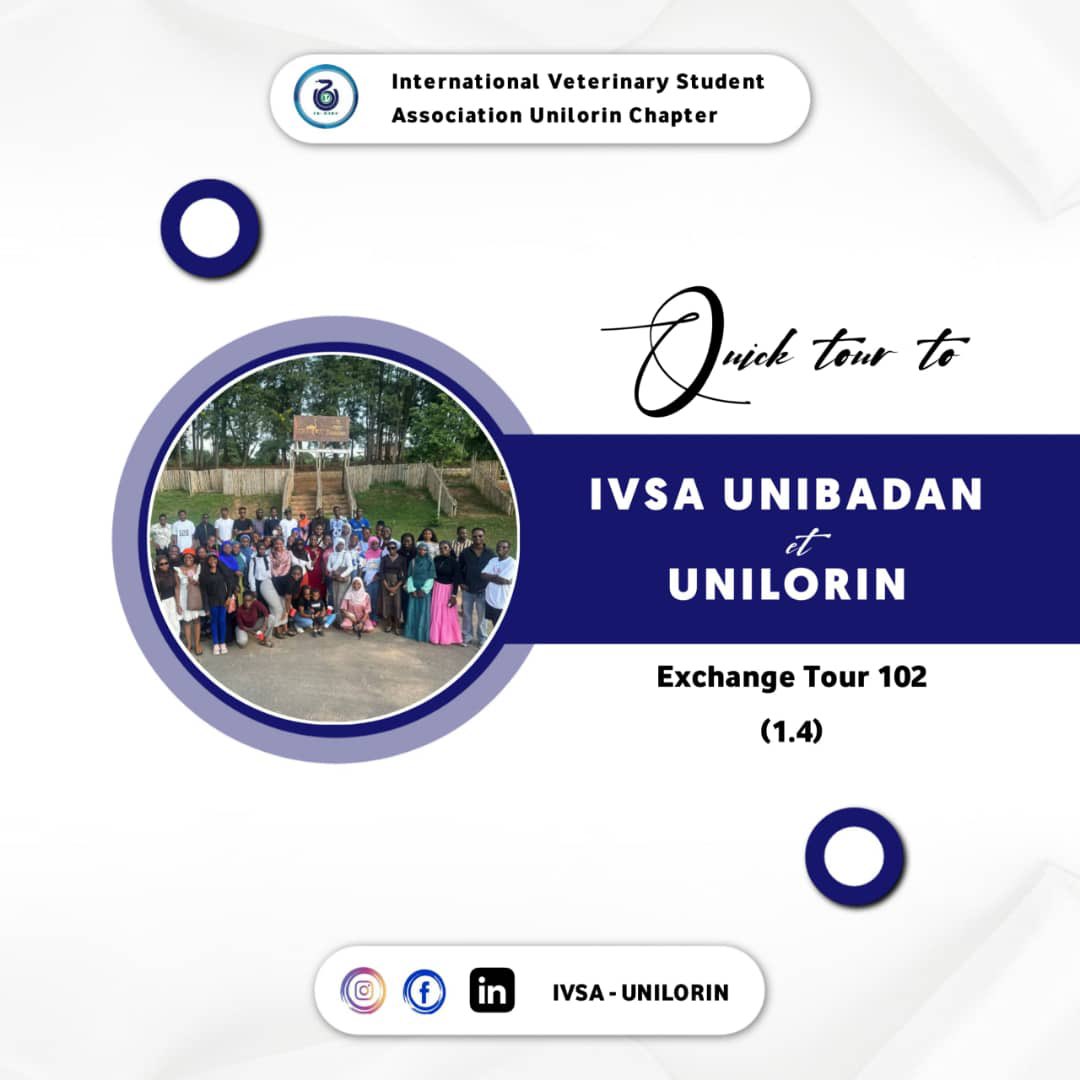 Ivsa_Unilorin's tweet photo. “International Veterinary Students' Association”

🎙️ Weekly Night Reveal 🎙️

Welcome to Exchange Tour 102 (1.4)! Today, we're highlighting a physical exchange featuring IVSA UNIBADAN and IVSA UNILORIN.🥰

On Saturday, May 10, 2025, IVSA UNILORIN visited IVSA UNIBADAN, departing https://t.co/dKuCffZW5s