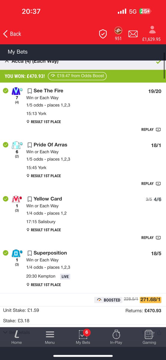 procy01's tweet photo. @ProTipsterBets Cheers boys only had £30 odd quid In mr account 💷💷💷💷🤑 https://t.co/I76OX3jF9V