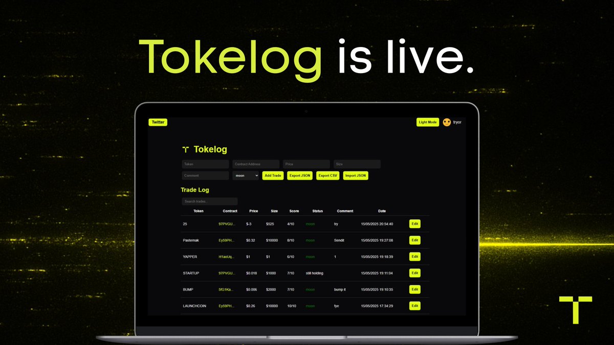 A new platform to monitor emerging memecoins, analyze trends, and stay ahead in the market

Built to help traders navigate the ever-changing crypto landscape

Explore it now: tokelog.xyz