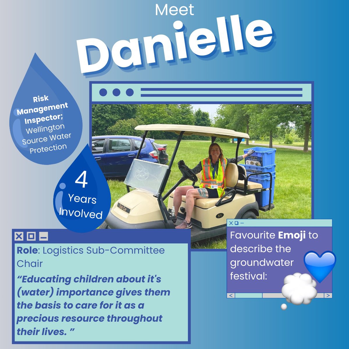 💧 Meet Danielle, Logistics Sub-Committee Chair at #WWCGF! A Risk Management Inspector by day, she’s spent 4 years making the Festival run smoothly - and loudly 😉. She’s passionate about teaching kids to see water as the vital, limited resource it is. 💙💭 #WaterEducation