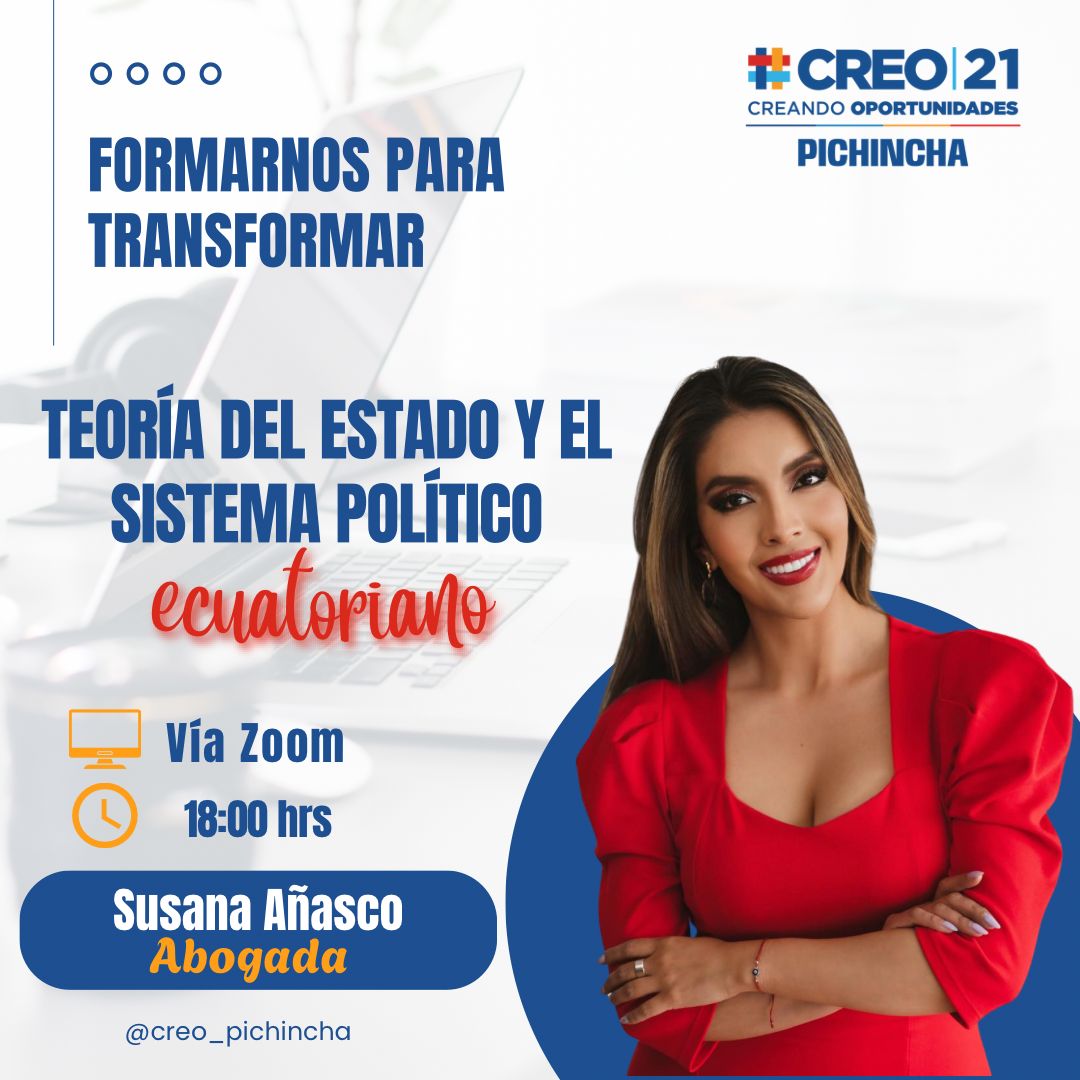 ¡Hoy tenemos clase imperdible! 🎓🇪🇨

Acompáñanos en una nueva jornada de formación junto a #SusanaAñazco una profesional comprometida con el país y apasionada por el servicio público.

Prepárate para una sesión llena de ideas, valores y acción.
📍 ¡No te lo pierdas!
💬