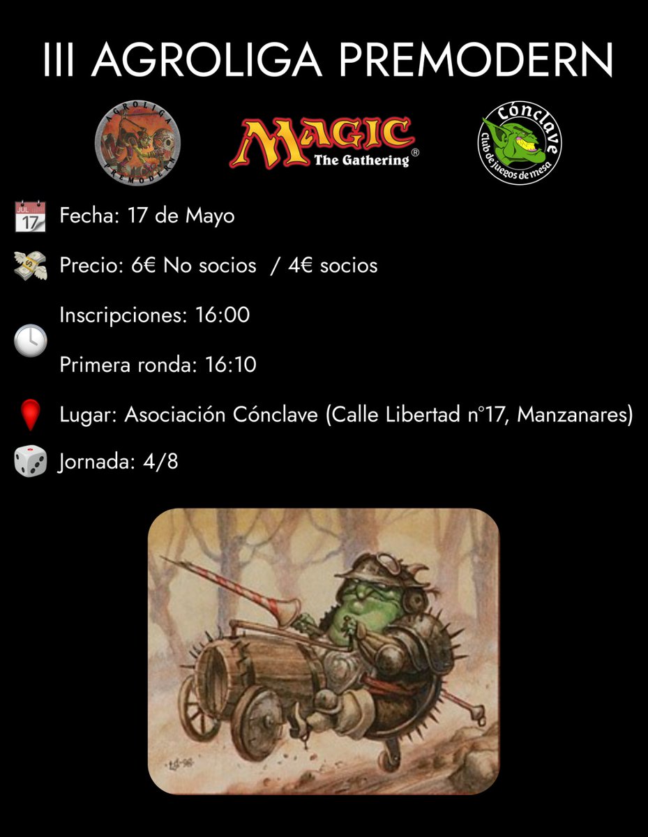 No tenemos a Don Quijote en las Magic, pero este le da un aire Jejeje.
Este sábado Volvemos a la carga en la Agroliga de <a href="/Premodern/">Premodern</a>, os esperramos