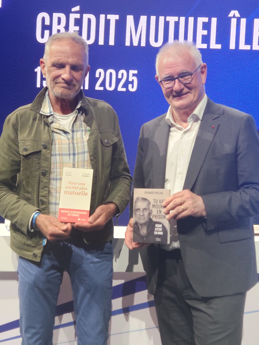 Daniel Baal (@baaldaniel) on Twitter photo Après l'Assemblée Générale du <a href="/CreditMutuel/">Crédit Mutuel</a> Île-de-France, avec Bernard Phelan, ancien otage en Iran, nous avons échangé nos livres.
Bernard est l'auteur de "Tu vas mourir en prison. Otage d'Etat en Iran". Immense respect pour lui ! Après l'Assemblée Générale du <a href="/CreditMutuel/">Crédit Mutuel</a> Île-de-France, avec Bernard Phelan, ancien otage en Iran, nous avons échangé nos livres.
Bernard est l'auteur de "Tu vas mourir en prison. Otage d'Etat en Iran". Immense respect pour lui !
