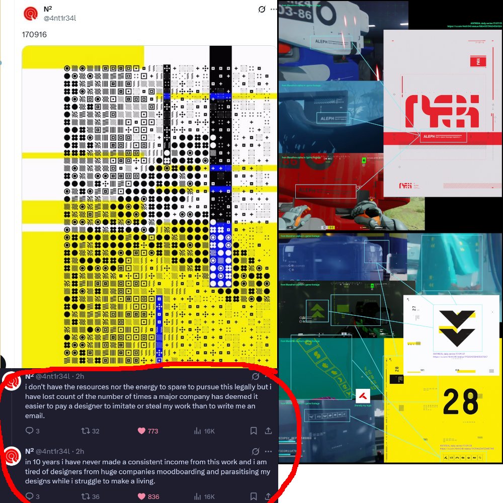 Yeah I just don't know if I feel comfortable buying Marathon anymore, man. So much of its aesthetic is blatantly stolen from a struggling artist, and I feel kinda ashamed for even expressing love for it in the first place. 

This is extremely fucked on all levels lol