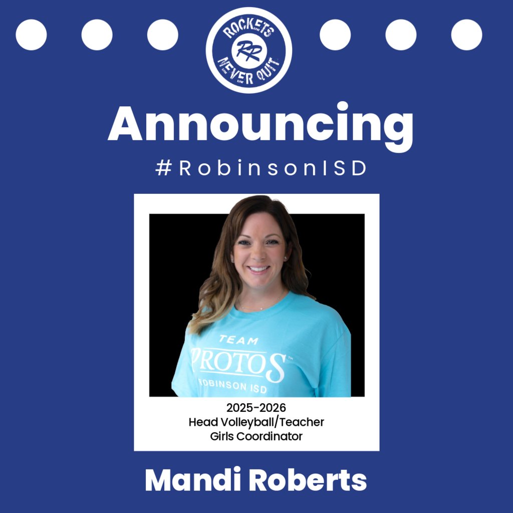 Exciting news! Mandi Roberts will take on a new role next year as the Girls Coordinator for Robinson ISD Athletics. We’re thrilled to have her leadership and passion driving our girls’ sports programs to new heights! #RobinsonISD #GirlsAthletics #Leadership
