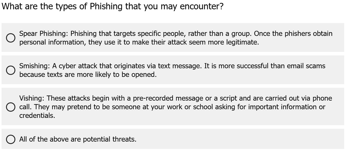 TechInfoGuy's tweet photo. 3 types of #phishing you can be sure you'll come across

1.   #spear 
2.  #smishing 
3.  #vishing https://t.co/bh9XhiEeSa