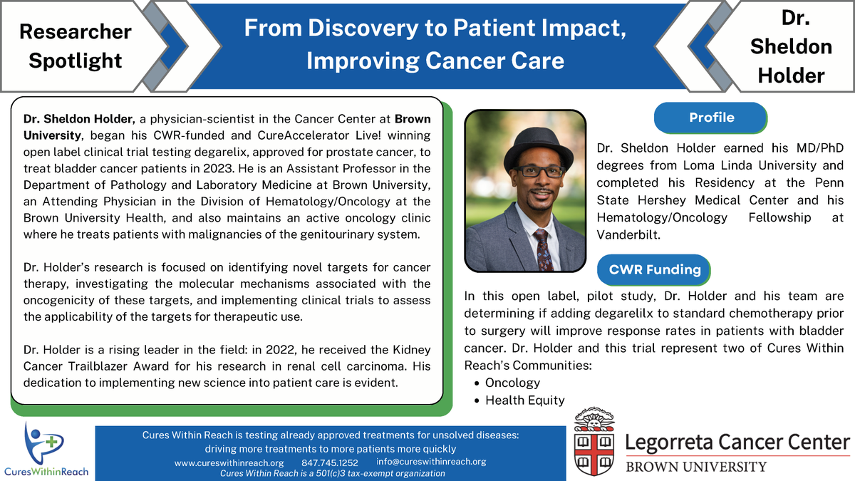 CuresWReach's tweet image. Apply for clinical trial funding! Read more plus our researcher spotlight: Dr. @SheldonLHolder of @BrownUCancer and Dr. Sawa Ito's publication of her successful AML trial at University of Pittsburgh in our May enewsletter: bit.ly/43nUqNJ #ImpactPhilanthropy #Repurposing