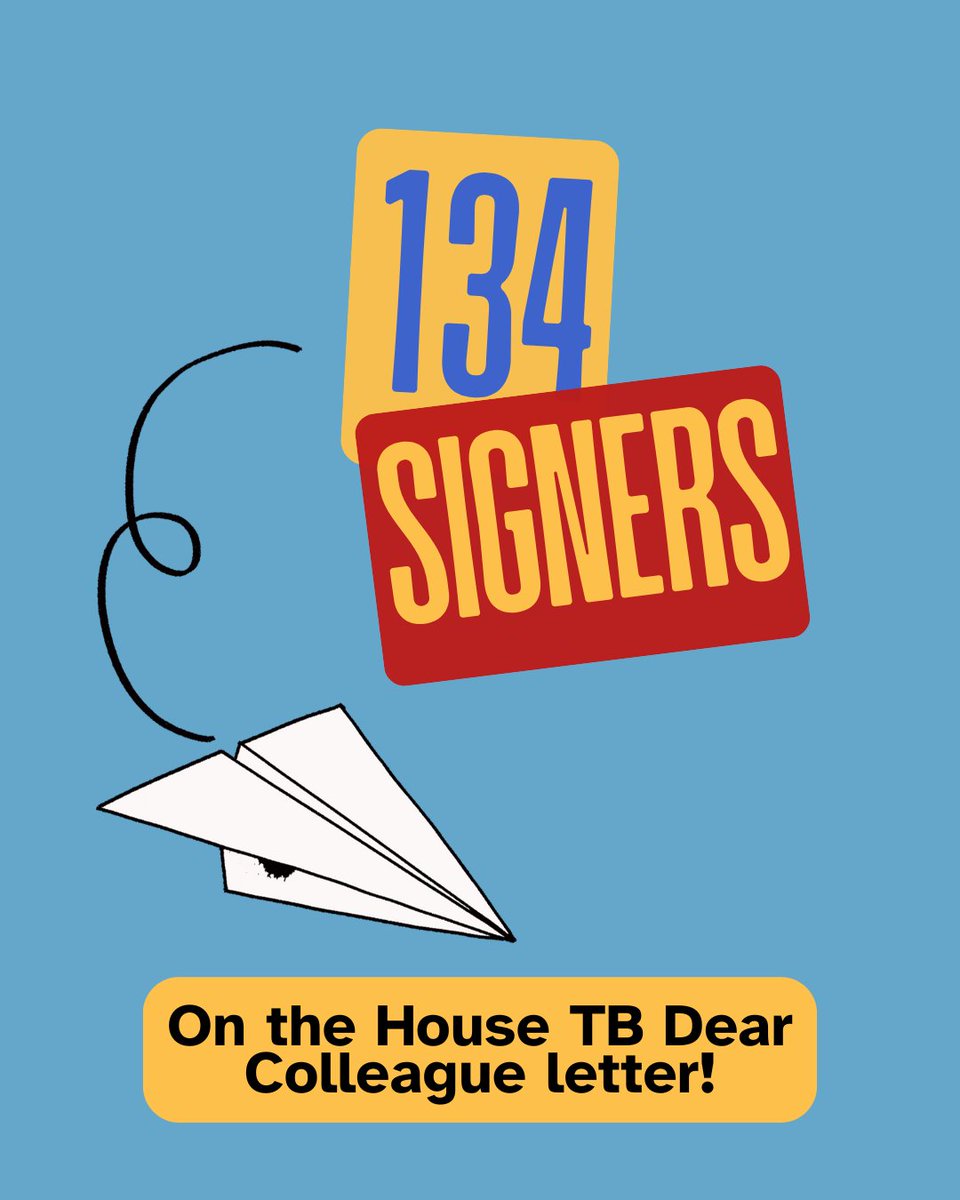 The House TB Dear Colleague letter closed on Tuesday with 134 signers – the most signers ever on the #Tuberculosis letter!🎉 (Thanks in part to YOU!)