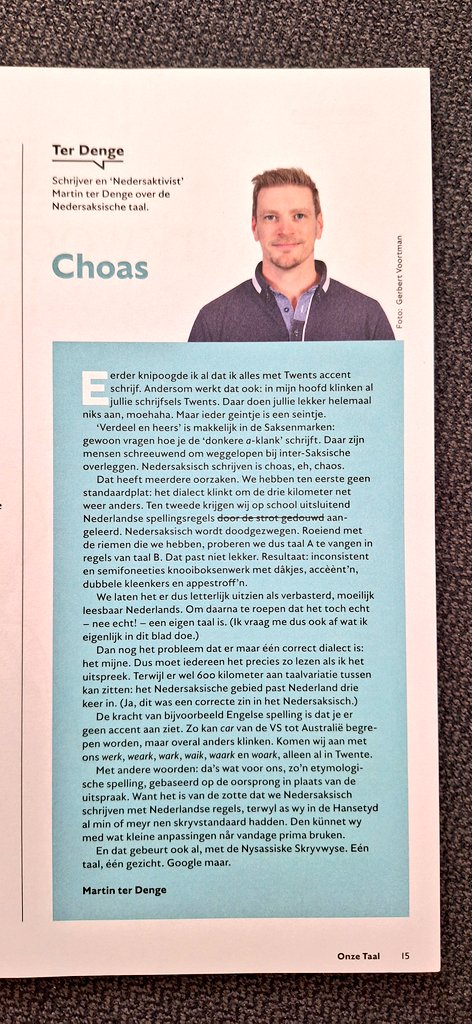 Myn nyste nöälerye vöär et tydskrivt van <a href="/onzetaal/">Onze Taal</a> geyt oaver de Choas dee neadersaksisk skryverye is: