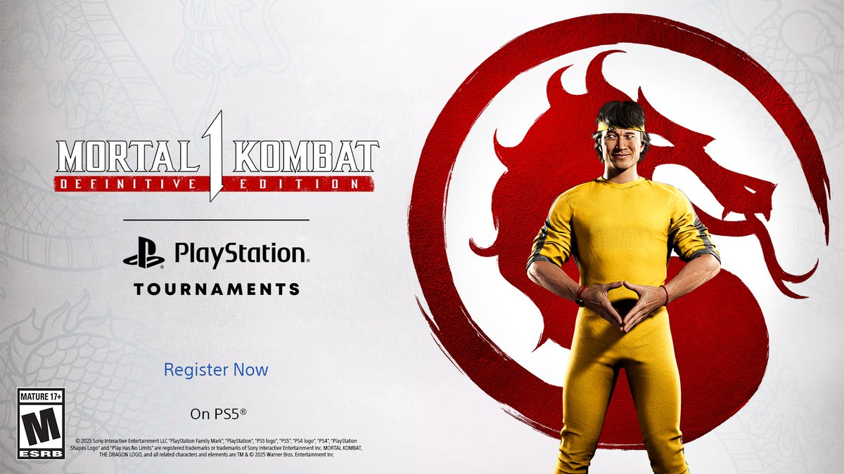 PlayStation's tweet image. Krush the kompetition in the Mortal Kombat 1 Definitive Edition Challenge to win 500 Dragon Krystals and a limited-edition avatar.
Sign up May 15 to 22: play.st/43i9jkm