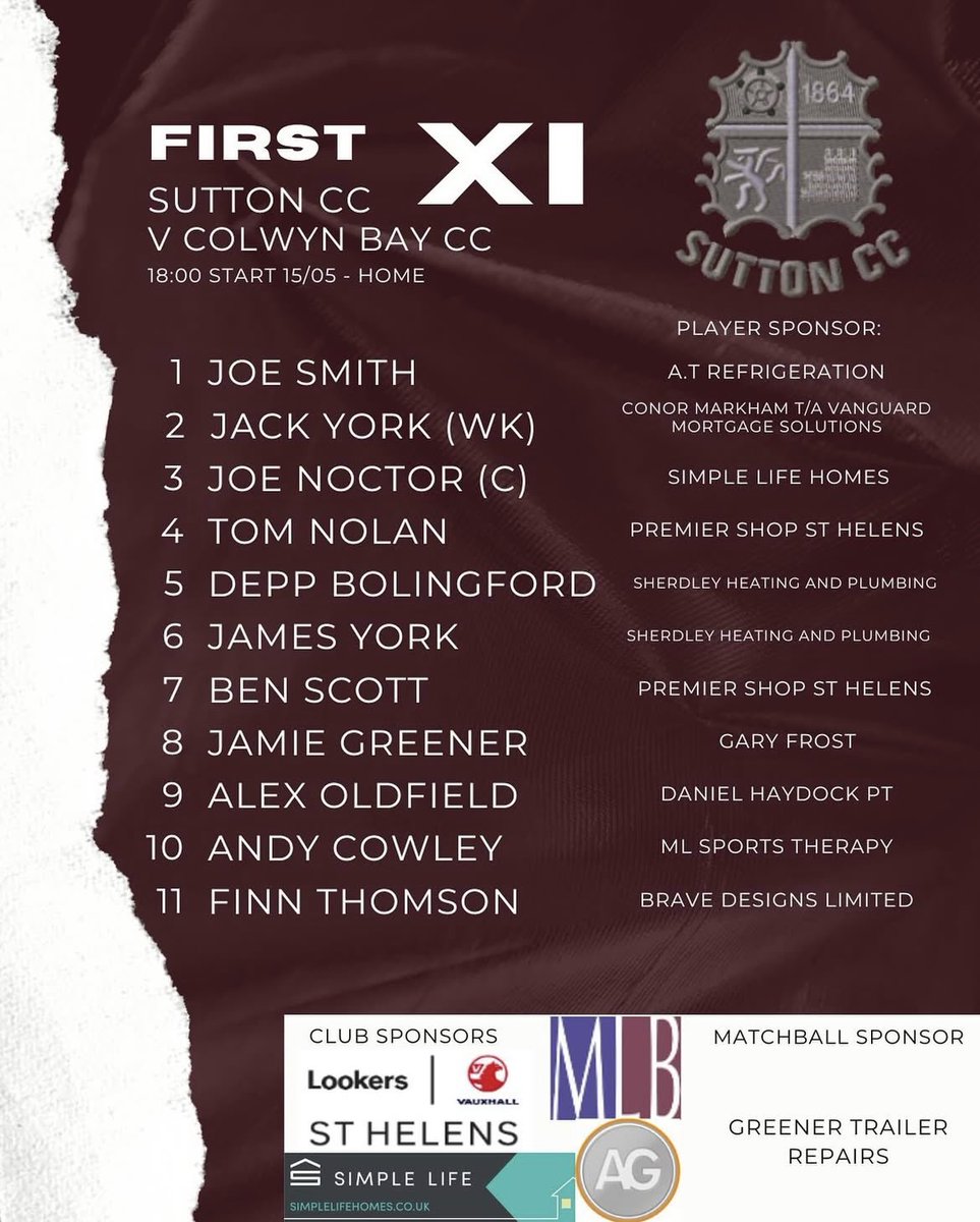 Sutton (St Helens) CC (@sutton_sth_cc) on Twitter photo Another week, another T20!
We are back at the NSO tonight as we host <a href="/ColwynBayCC/">Colwyn Bay Cricket Club</a>! Here is how we line up. Go well Sharks! 🦈🏏
#COYS #Sharks Another week, another T20!
We are back at the NSO tonight as we host <a href="/ColwynBayCC/">Colwyn Bay Cricket Club</a>! Here is how we line up. Go well Sharks! 🦈🏏
#COYS #Sharks