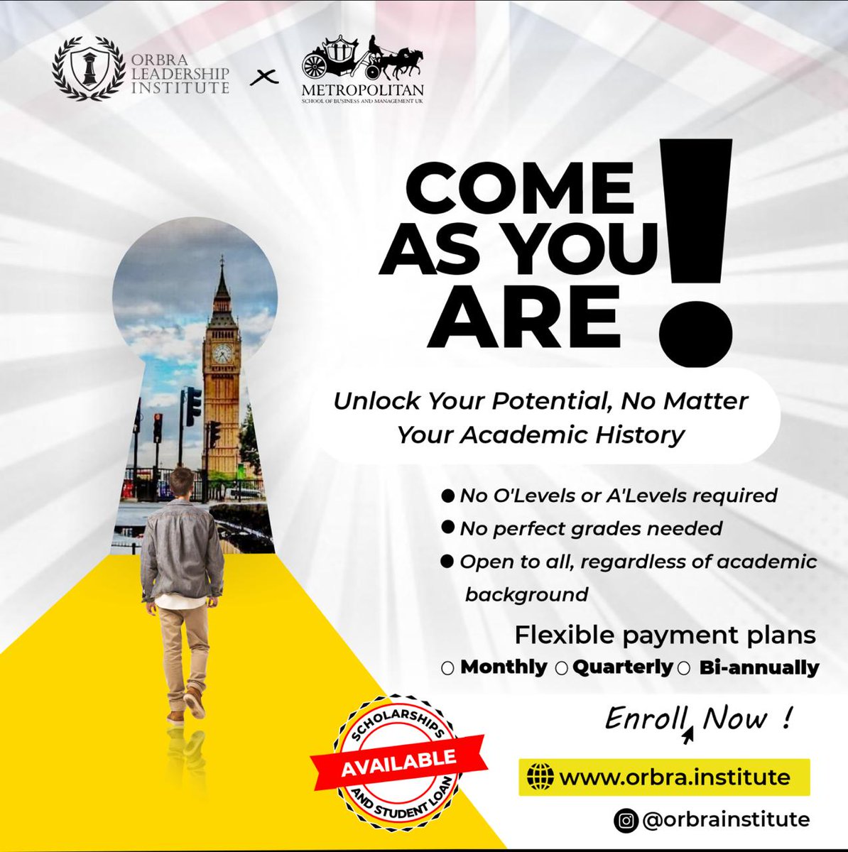 orbraleadership's tweet photo. Trying to further your education but concerned about your academic history and bothered about how it would prevent you from moving forward academically?
The Orbra Leadership Institute Advanced has the perfect program for you! 
#comeasyouare #education #Orbrainstitute https://t.co/qtLKsf8AC1