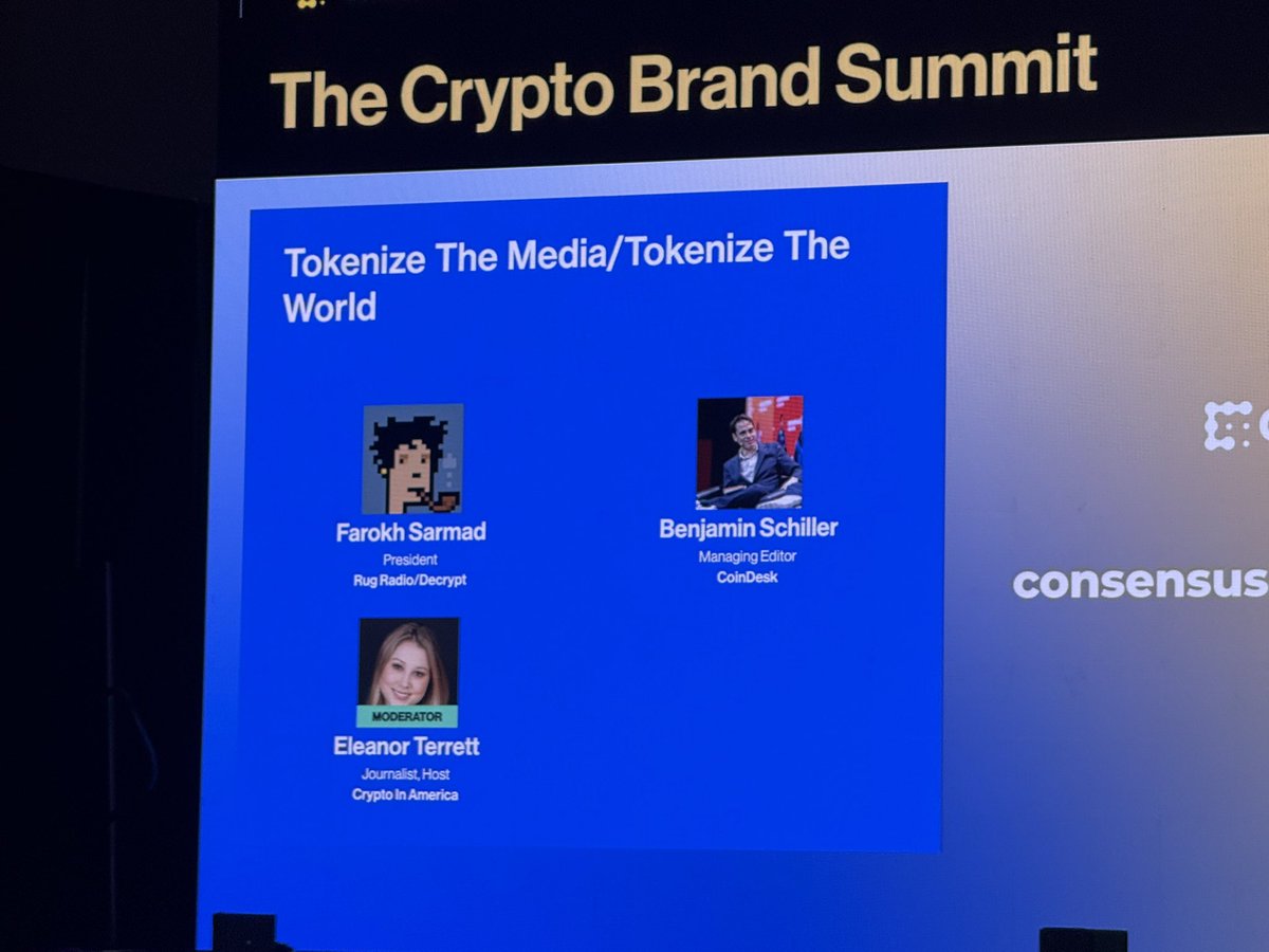 out at <a href="/consensus2025/">Consensus 2025</a> Toronto watching the one and only legend <a href="/farokh/">Farokh</a> (no bias 😉)

Talking how to tokenize media and the world. It’s fun seeing him as a speaker and providing alpha on the direction of <a href="/RugRadio/">Rug Radio</a> and <a href="/DecryptMedia/">Decrypt</a>

You know how we do 🔥🔥🔥