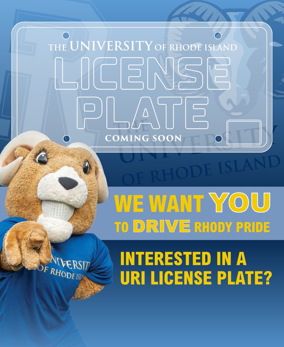 We want YOU to drive Rhody Pride! URI is launching an effort to bring a custom Rhody license plate to Rhode Island drivers. Interested? Let us know at the link below!

➡️ uri.edu/licenseplate