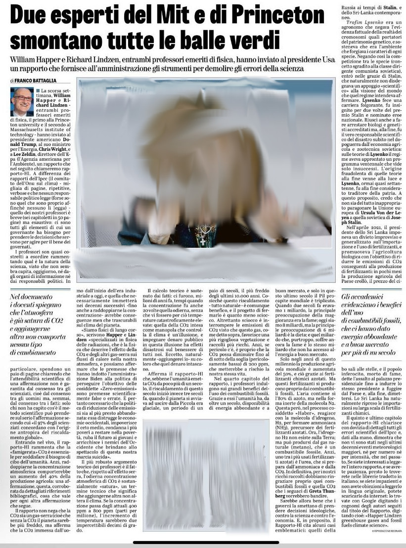 luomomascherato's tweet photo. Due fisici #Happer e #Lindzen certificano che la "famigerata" CO2 è essenziale per soddisfare il bisogno di cibo dell’umanità. Anzi, raddoppiarne la concentrazione atmosferica comporterebbe un aumento del 40% della produzione agricola.
Io ❤️ la CO2! https://t.co/ReovAuB61T