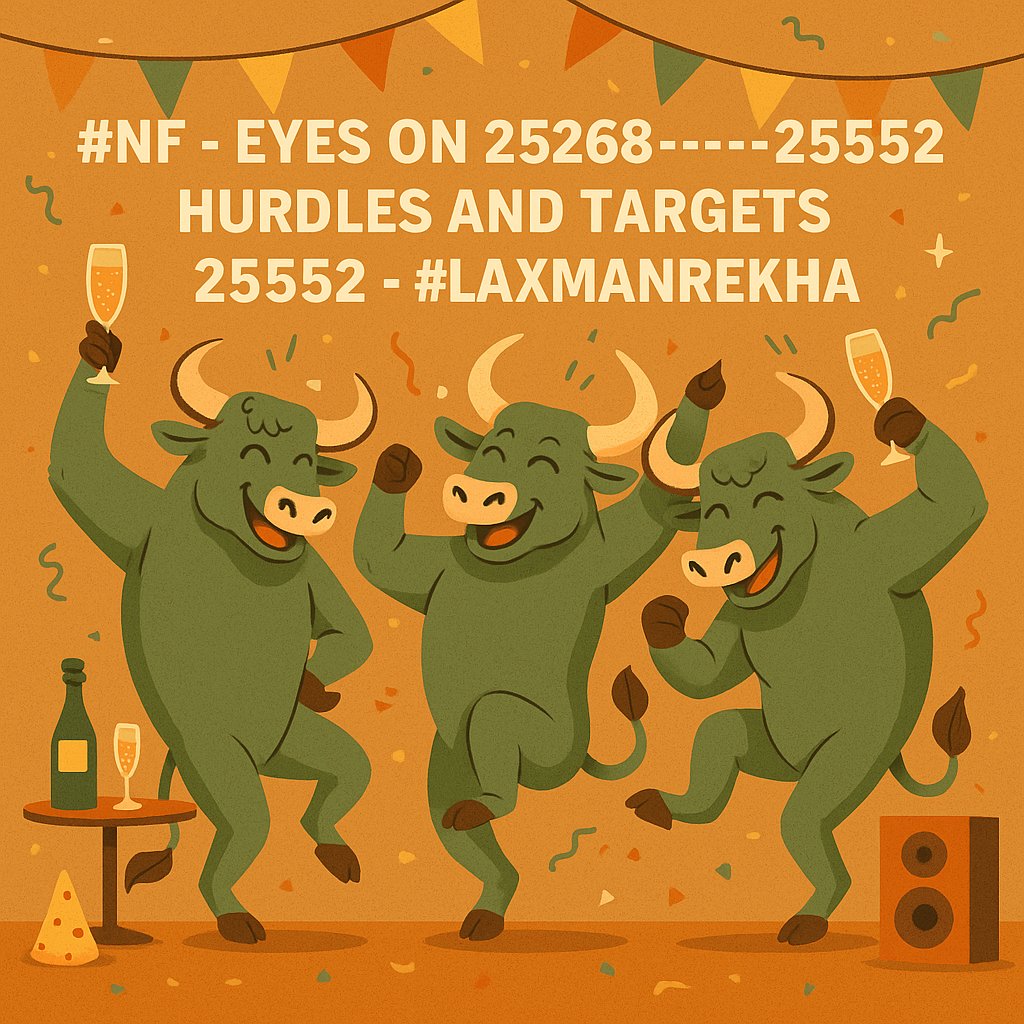 CHARTISKING's tweet image. #NF ----9th/10th or 11th Trading session u will see Unexpected levels.
•Our Eyes on 25268----Minor Hurdle
•#LAXMANREKHA at 25552
#REDALERT : 3 Consecutive close above 25552+Weekly close ---Will see NEW High in #NIFTYFUTURE
•Nearest support :3&7DEMA for Thirsty Traders !