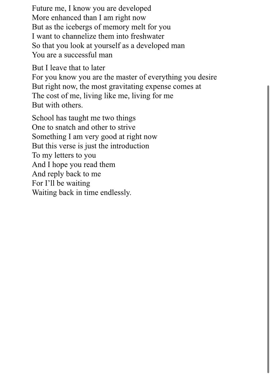 devtogup's tweet photo. Rocking on life’s cradle, I write to the future—unsure, unseen, but reaching. This letter is my hunger, my hope. I strive, I snatch, I search. Will you reply?
#Poetry #LettersToSelf #DevanshGupta #YouthInVerse #ComingOfAge #CradleOfLife #SpokenWord #PoemOfTheDay https://t.co/qIaegiaGPm