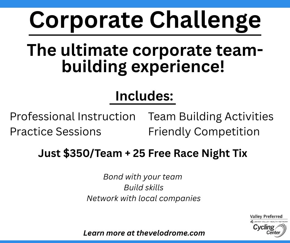 thevelodrome's tweet photo. Team Leaders, HR Managers, Business Owners!
Looking for a powerful, fun, and unforgettable way to bring your employees together? Corporate Challenge at Valley Preferred Cycling Center

https://t.co/28gwMAQtAC https://t.co/mJTfKt9UXX