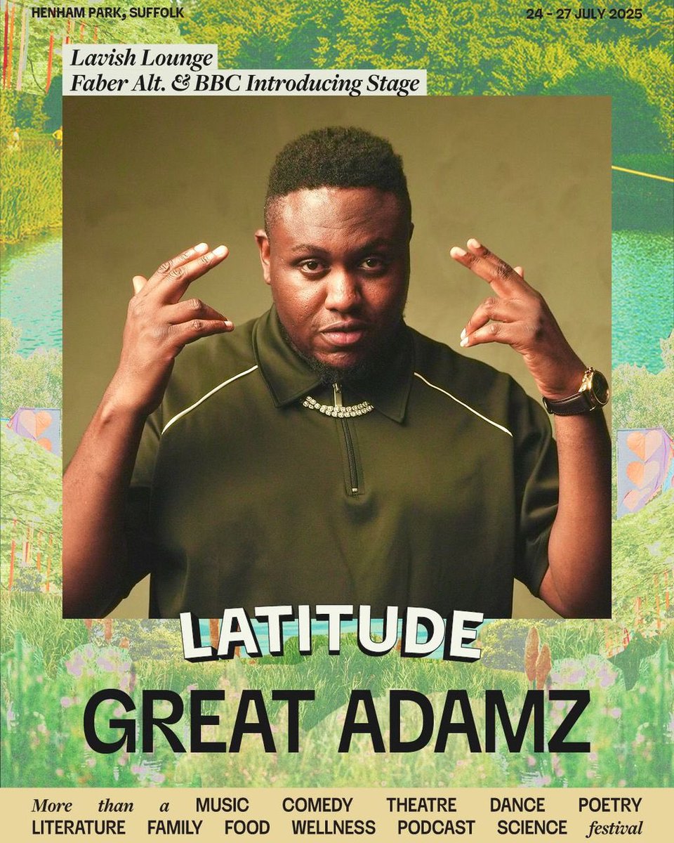 JUWON ❤️ (@wizzkanye) on Twitter photo It’s a great feeling knowing my fave artist <a href="/greatadamz/">Great Adamz</a> will be the first afrobeats artist to perform on one of UKs prestigious events , The Latitude .
Thanks <a href="/bbcintroducing/">BBC Music Introducing</a> , <a href="/handgeI/">Angelle</a> & <a href="/KerrieCosh/">KERRIE</a> you all made it possible. It’s a great feeling knowing my fave artist <a href="/greatadamz/">Great Adamz</a> will be the first afrobeats artist to perform on one of UKs prestigious events , The Latitude .
Thanks <a href="/bbcintroducing/">BBC Music Introducing</a> , <a href="/handgeI/">Angelle</a> & <a href="/KerrieCosh/">KERRIE</a> you all made it possible.