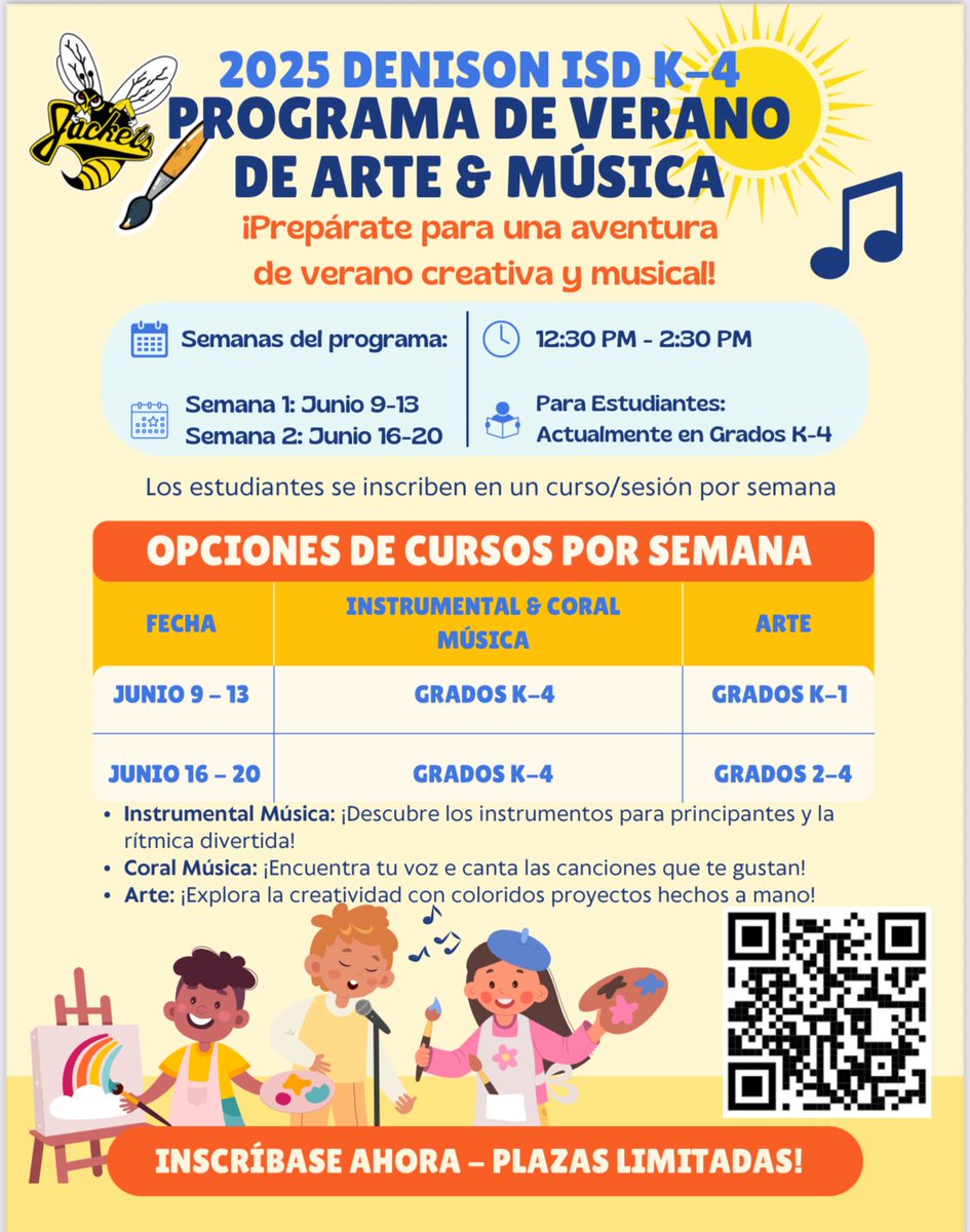 Register your student now for our Kinder-4th Grade Summer Art and Music Program!