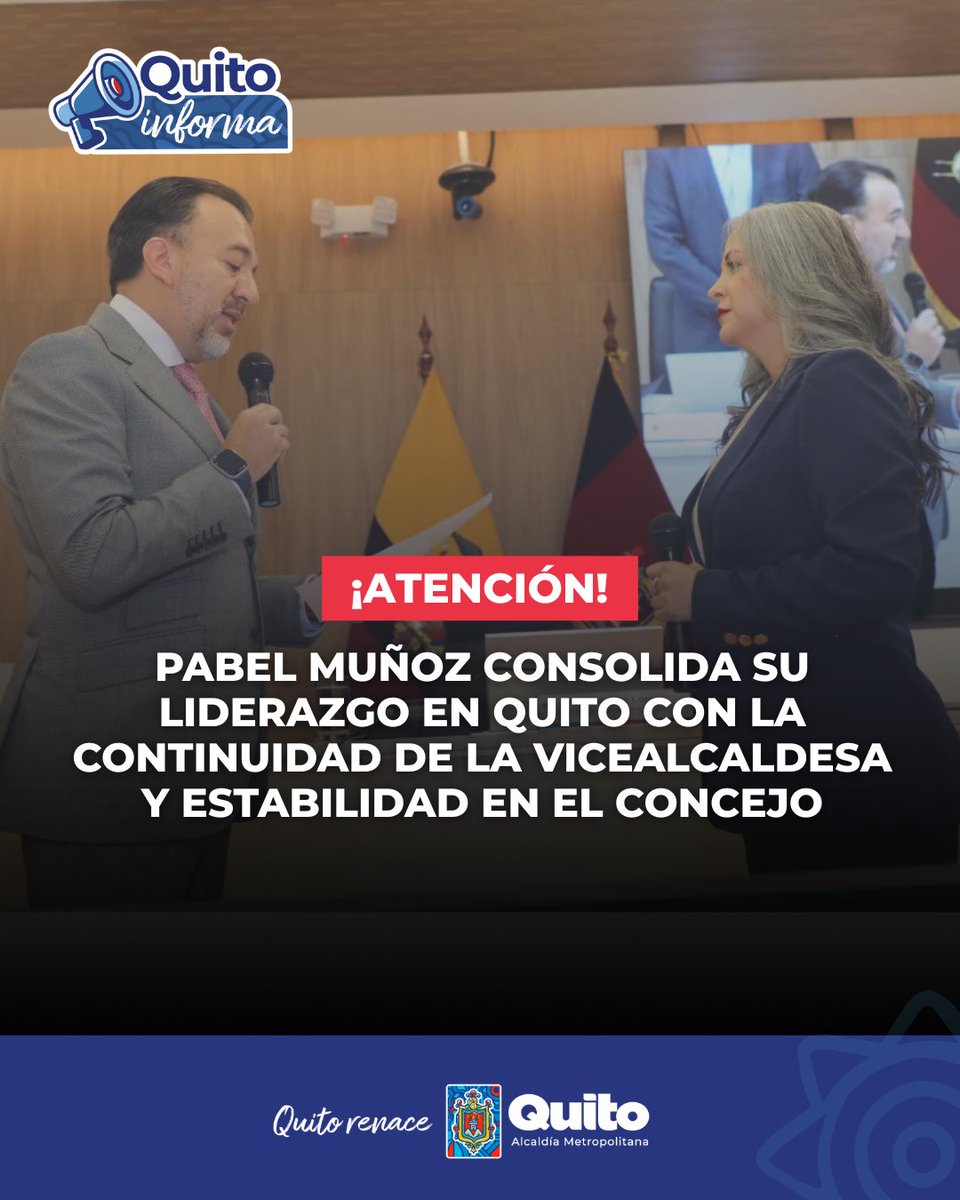 🚨 #ATENCIÓN | El Concejo Metropolitano ratificó a María Fernanda Racines como vicealcaldesa de Quito, con lo que se consolida la continuidad del plan de trabajo del alcalde Pabel Muñoz, hasta el año 2027.

Conoce los detalles. 👉  lc.cx/QR0jSl 

#QuitoRenace