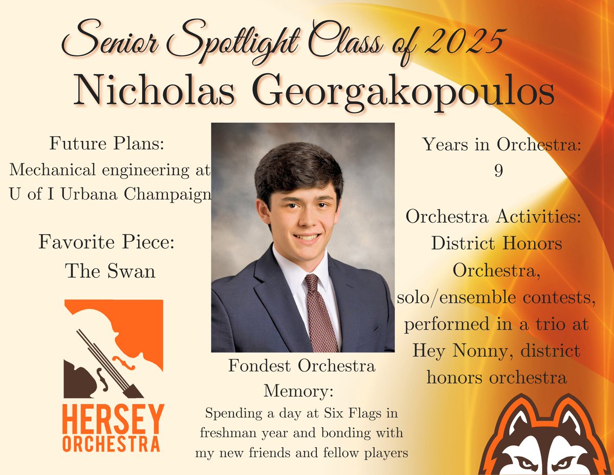 Congratulations to our next 2025 Senior Spotlight: Nick Georgakopoulos! (Senior Cellist) We are so proud of your commitment to the Symphony orchestra.