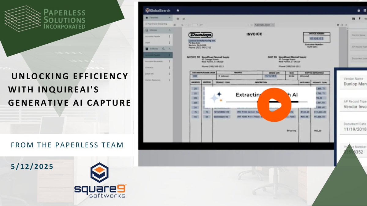 paperlessus's tweet photo. #Dataentry and processing can be significant bottlenecks. Enter #InquireAI by @S9Softworks, a generative #AI-powered solution designed to revolutionize document capture and automation.

https://t.co/K3wDMvxXAb https://t.co/uWZjI8vf20