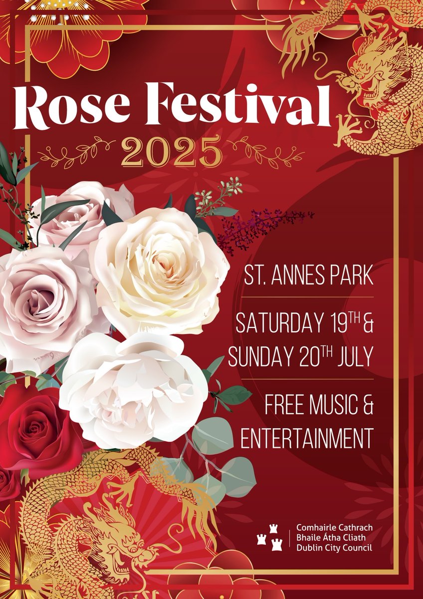 🌹 Rose Festival 2025 – Save the Date! 🌹

We are delighted to announce that the Rose Festival 2025 will take place on Saturday 19th and Sunday 20th July!

📍 St Anne's Park
📅19th &amp; 20th July 2025
Mark your calendars, it's going to be a weekend to remember!
#RoseFestival2025