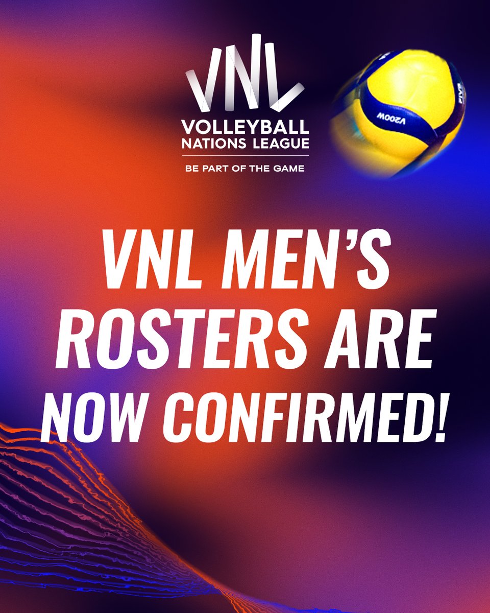 volleyballworld's tweet photo. 🚨 VNL 2025 MEN’S ROSTERS ANNOUNCED! 🚨

The wait is over — and the battle begins! 🔥

These powerhouses are set to dominate the court! 💪🏐

🌐 Full lists: https://t.co/nv7tD2Z2ug

🎟 Tickets: https://t.co/WtdV8dVbZC

🏐 #BePartOfTheGame #Volleyball #VNL2025

Subject to eligibility verification to be conducted by the FIVB