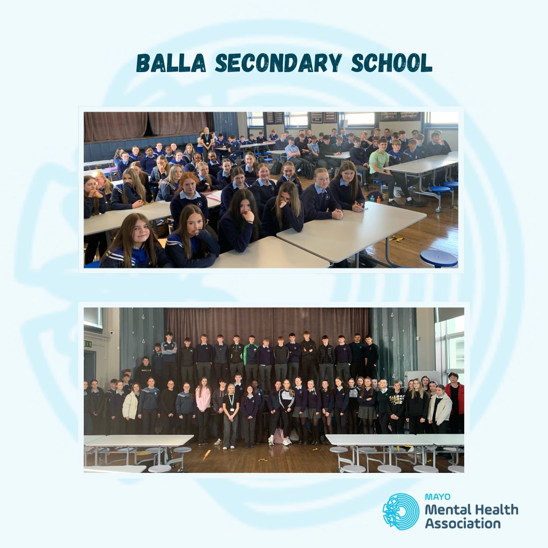 Mayo Mental Health Association (@mayomha) on Twitter photo It was great to deliver the Breathe Talk to 2nd & 5th Years in <a href="/Balla_Secondary/">BallaSecondarySchool</a> School as part of their Health and Wellbeing Week.
Thank you to Mrs. McHugh for inviting us in, and to all the students for welcoming us🤗 It was great to deliver the Breathe Talk to 2nd & 5th Years in <a href="/Balla_Secondary/">BallaSecondarySchool</a> School as part of their Health and Wellbeing Week.
Thank you to Mrs. McHugh for inviting us in, and to all the students for welcoming us🤗
