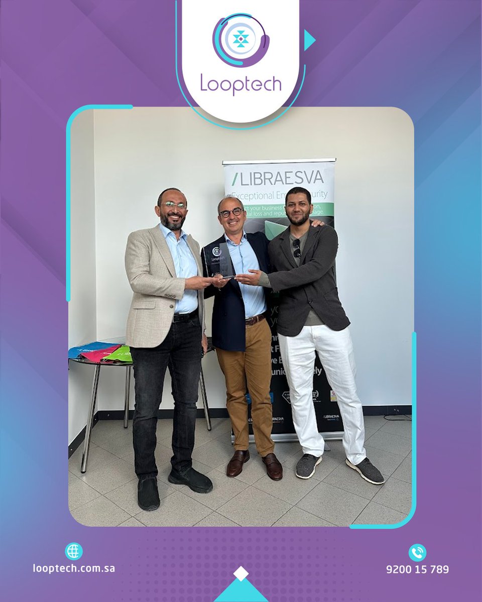 l8ptech's tweet image. 🏆 أفضل موزّع في الشرق الأوسط وأفريقيا!

نحن في #Looptech نفخر بحصولنا على جائزة أفضل موزع في الشرق الأوسط وأفريقيا (MEA) من شريكنا المميز @Libraesva  في إنجاز يُجسّد التزامنا المستمر بالنجاح والابتكار.

نتوجّه بجزيل الشكر للمهندس باولو الرئيس التنفيذي لشريكنا الإستراتيجي…