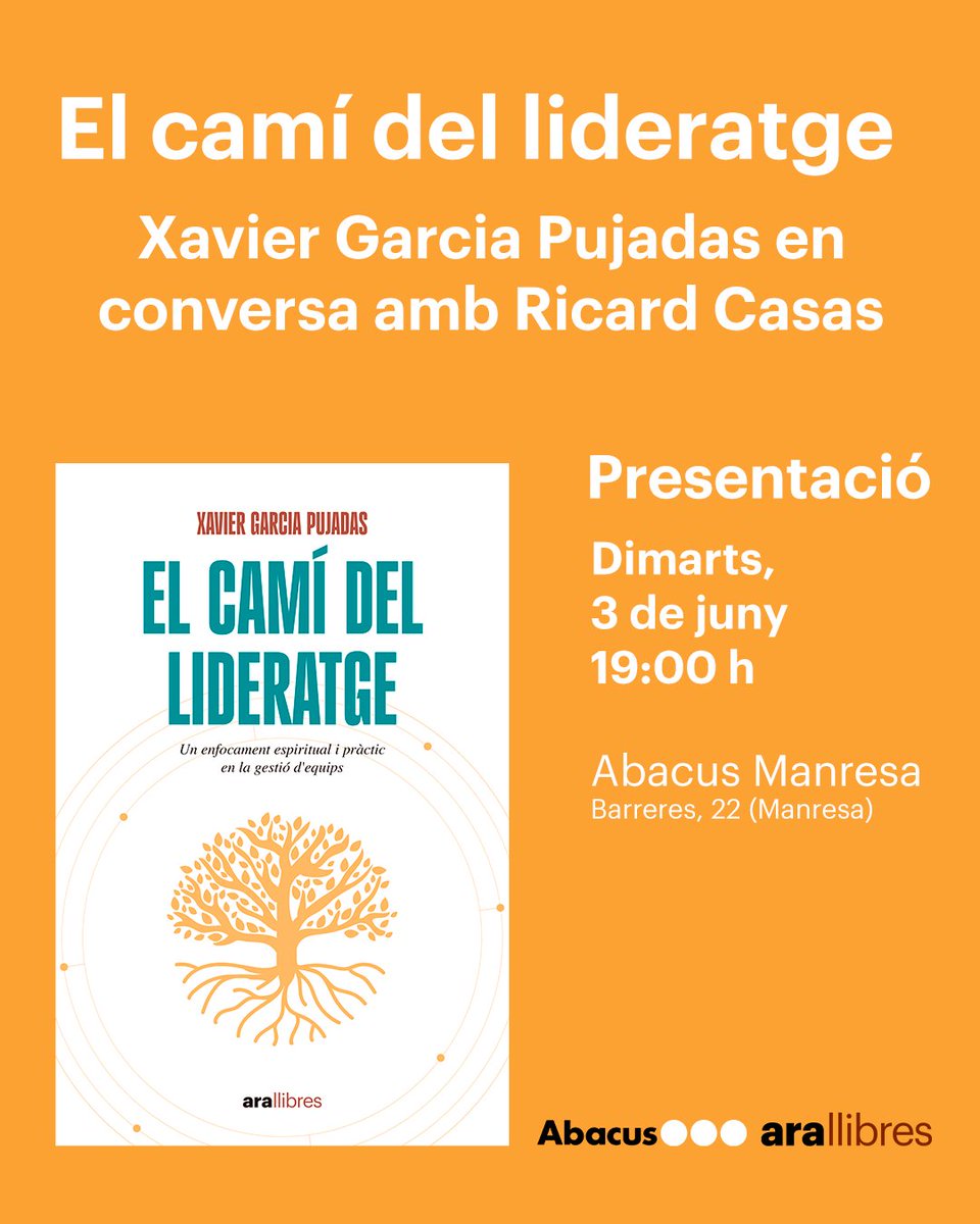 Ara Llibres (@arallibres) on Twitter photo El dimarts 3 de juny presentem «El camí del lideratge» a Manresa (<a href="/abacus_botigues/">Abacus Botigues</a>).
Xavier Garcia Pujadas (<a href="/xgpcoach/">Xavi Garcia</a>) en conversa amb Ricard Casas. El dimarts 3 de juny presentem «El camí del lideratge» a Manresa (<a href="/abacus_botigues/">Abacus Botigues</a>).
Xavier Garcia Pujadas (<a href="/xgpcoach/">Xavi Garcia</a>) en conversa amb Ricard Casas.