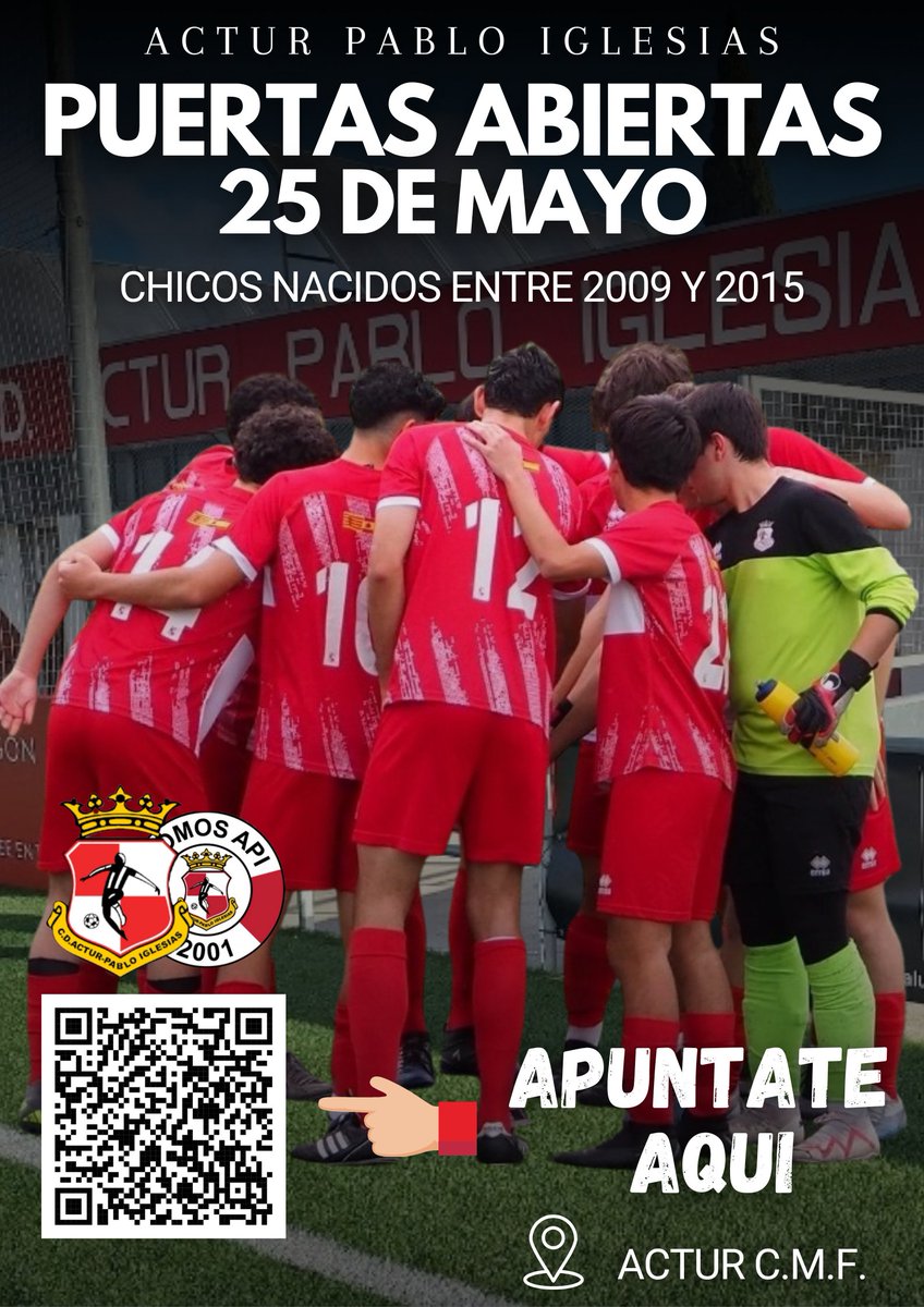 ActurPIglesias's tweet photo. PUERTAS ABIERTAS
Este 25 de Mayo os esperamos a todos en el club.
Si naciste entre 2009 y 20015, ambos incluidos, no dudes en apuntarte y venir a conocernos.
¡TE ESPERAMOS!
#SomosApi
#VAMOSAPI
#nuevaera https://t.co/Fb5Yp9FQZ9