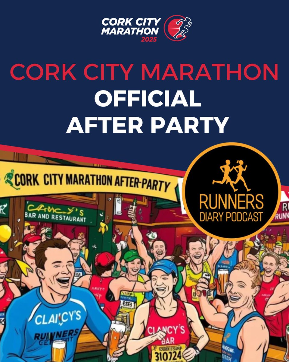 Cork City Marathon (@thecorkmarathon) on Twitter photo Weâre excited to invite you all to the Cork City Marathon 2025 Official After Party. Hosted by <a href="/RunnersDiary1/">The Runners Diary</a>, this yearâs afterparty takes over the 3 floors of <a href="/ClancysCork/">Clancy's Cork</a>!
There will be lots of chat, prizes and fun - and a few surprises too! We look forward to seeing you! Weâre excited to invite you all to the Cork City Marathon 2025 Official After Party. Hosted by <a href="/RunnersDiary1/">The Runners Diary</a>, this yearâs afterparty takes over the 3 floors of <a href="/ClancysCork/">Clancy's Cork</a>!
There will be lots of chat, prizes and fun - and a few surprises too! We look forward to seeing you!