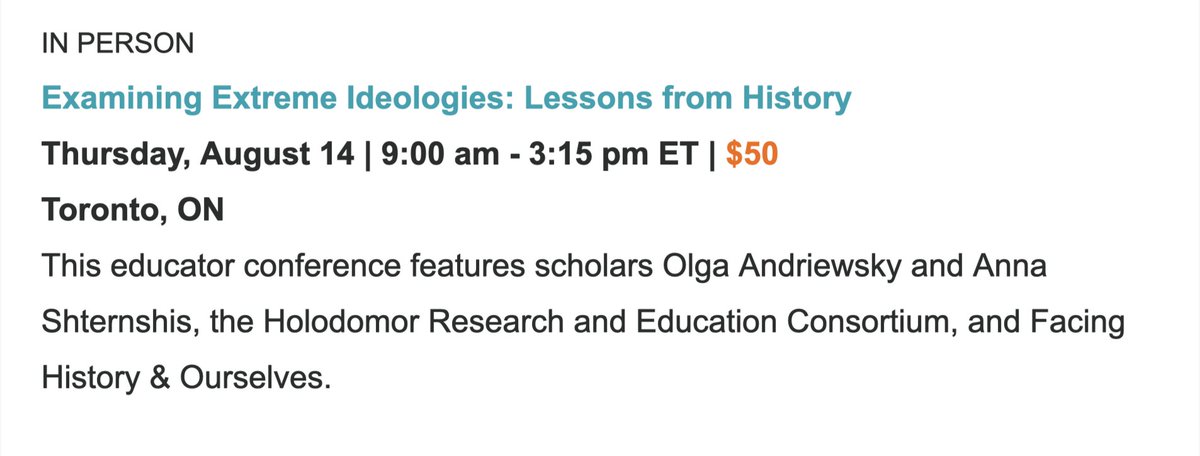 𝐒𝐀𝐕𝐄 𝐓𝐇𝐄 𝐃𝐀𝐓𝐄:
Upcoming conference for educators we are holding in partnership with Facing History &amp; Ourselves, featuring keynote talks by scholars 𝗢𝗹𝗴𝗮 𝗔𝗻𝗱𝗿𝗶𝗲𝘄𝘀𝗸𝘆 𝗮𝗻𝗱 𝗔𝗻𝗻𝗮 𝗦𝗵𝘁𝗲𝗿𝗻𝘀𝗵𝗶𝘀.