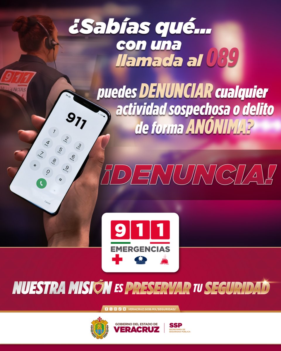 Denunciar cualquier acto ilícito es muy importante para garantizar la paz y seguridad en el estado. 👮🏻☝🏻

Te invitamos a conocer más sobre la importancia de la 📲  #DenunciaCiudadana en el siguiente enlace: ⬇️

veracruz.gob.mx/2025/05/15/den…