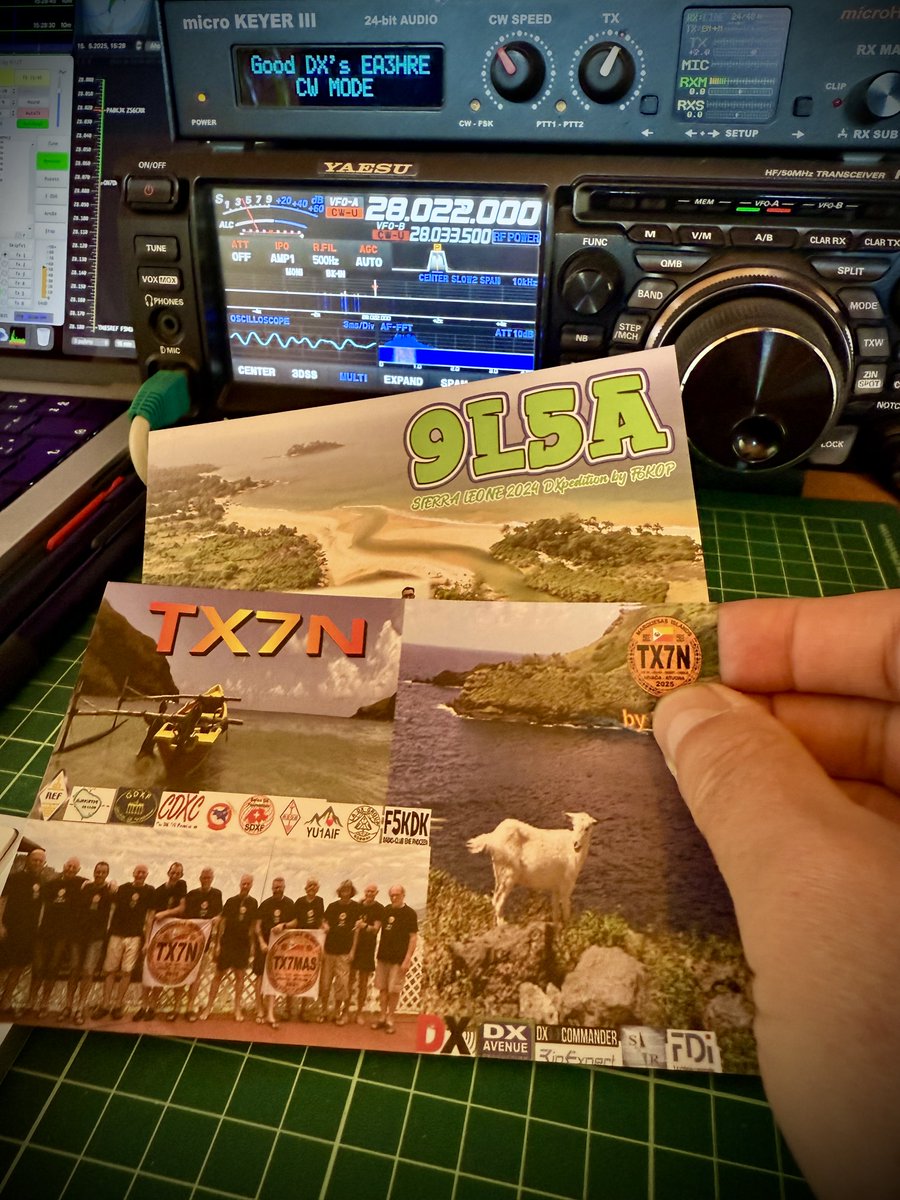 QSL's received today:
TX7N DXpedition'24 to Marquesas Is. (OC) 14,800 km. in DIGI only.
9L5A DXpedition'25 to Sierra Leone (AF) 1,900 km in CW, SSB and DIGI.

#radio #amateurradio #dxing #dx #propagation #DXCC