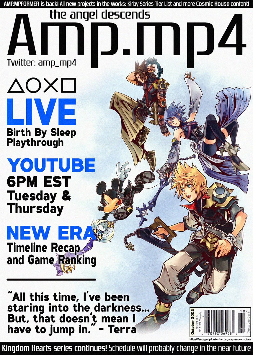 amp_mp4's tweet photo. TONIGHT AT 6PM EST I RETURN!! We continue our Kingdom Hearts play-through with the next game, Birth By Sleep! Its been awhile so we'll also start with a recap discussion and my thoughts on the series so far. YouTube link is in bio on my brand new website #kingdomhearts #live 🗝️❤️ https://t.co/rmcyiEOk3P