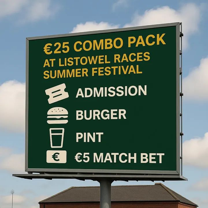 Joe Seward (@joeseward1) on Twitter photo That's a great deal for a pony (€25) Combo
<a href="/ListowelRaces/">Listowel Races</a>
€25 Combo Pack
Admission 🎫
Burger 🍔
Pint 🍺
€5 Match Bet 💶
#Listowel
#ListowelRaces
#Kerry That's a great deal for a pony (€25) Combo
<a href="/ListowelRaces/">Listowel Races</a>
€25 Combo Pack
Admission 🎫
Burger 🍔
Pint 🍺
€5 Match Bet 💶
#Listowel
#ListowelRaces
#Kerry