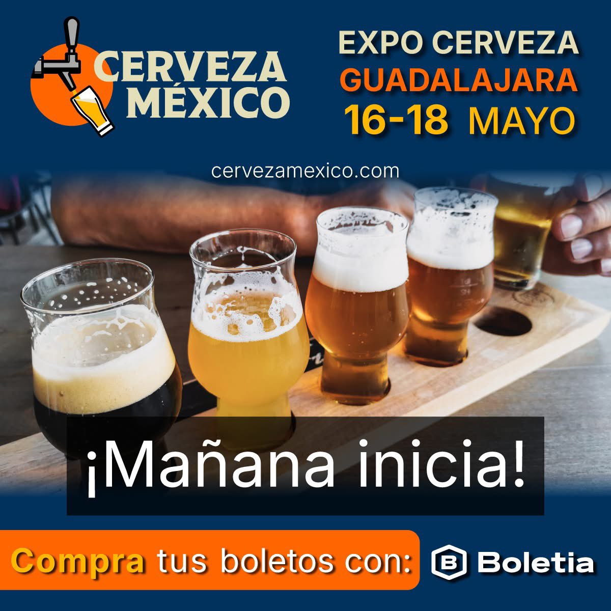⏰¡Mañana arranca Expo Cerveza Guadalajara 2025! 

🍺¿Eres cervecero, proveedor, distribuidor o simplemente un amante del sabor auténtico? Este evento es para ti. ✨

📲Compra tus boletos ahora: …-cerveza-guadalajara-2025.boletia.com
