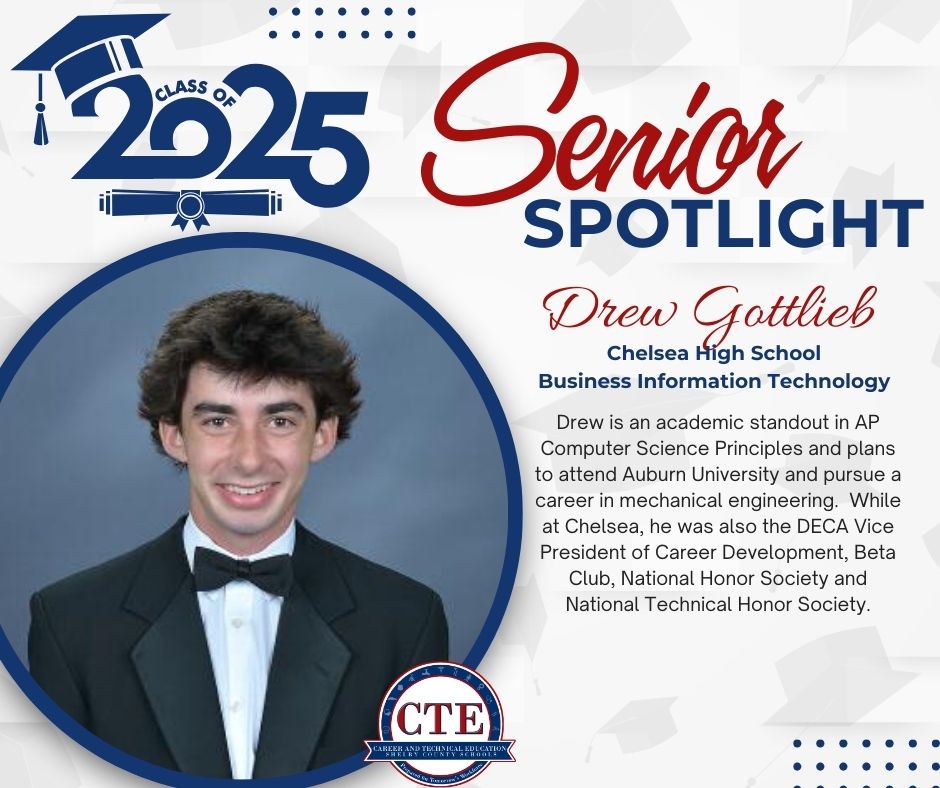 During the month of May, we are spotlighting seniors who are in our CTE programs who plan to pursue a career in that same program! Congratulations to Drew Gottlieb from Chelsea High School! #senior #CAHS #computerscience