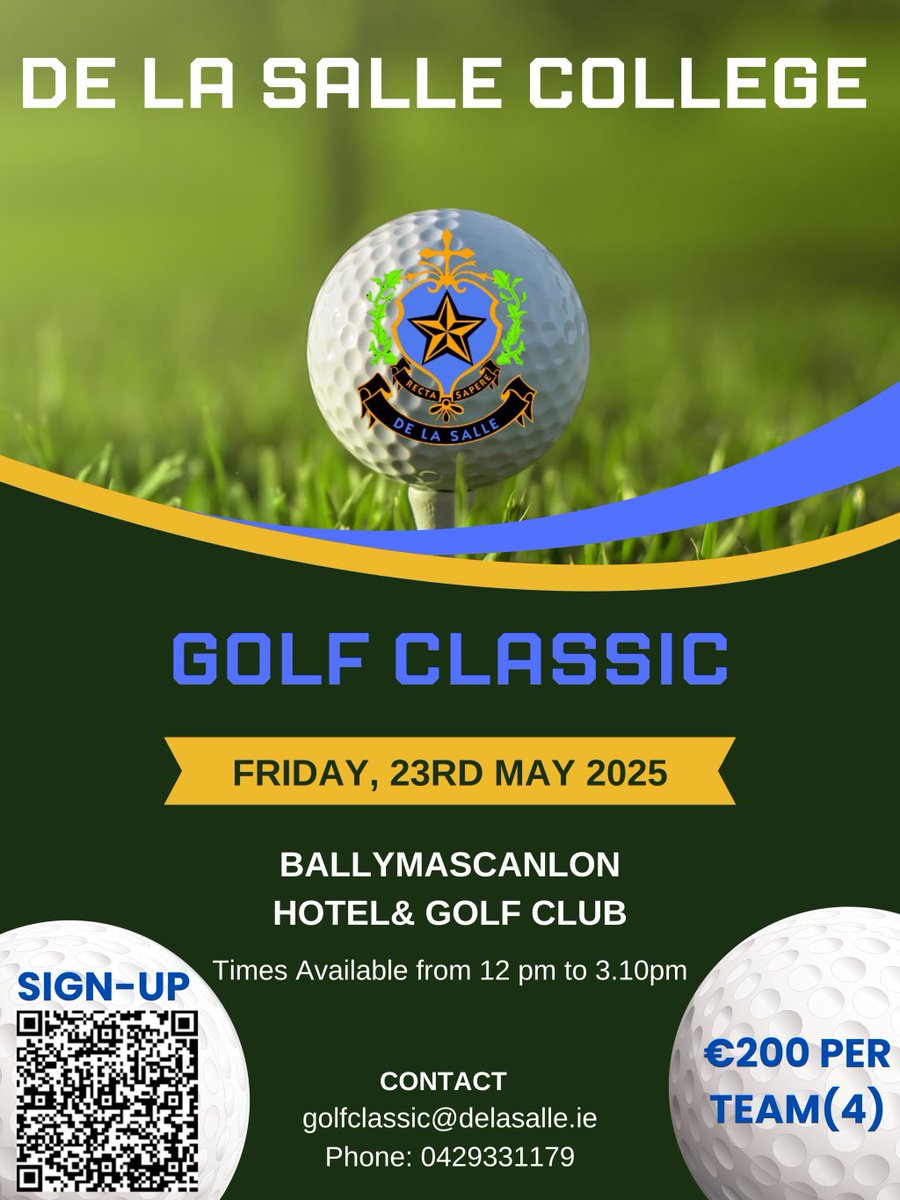 ***1 Week to go***There is just 1 week to go to the Annual De La Salle College Golf Classic which will take place this year at the Ballymascanlon Hotel &amp; Golf Resort on Friday 23rd May. Sign up here at form.everestwebdeals.co/?form=cbdceaa2….