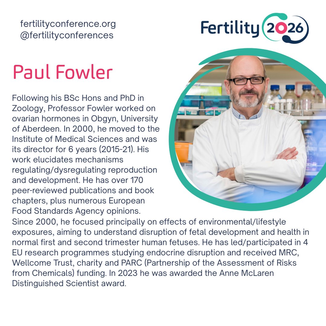 Fertility2027's tweet photo. Speaker Spotlight Series - Today the Spotlight is on Paul A. Fowler✨Stay tuned for more Speaker Spotlights, and don’t forget to register via the link in our bio!🔗 #Fertility2026 #FertilityConference2026 #FertilityConferenceEdinburgh2026 #Edinburgh #Eventsthatmatter https://t.co/TSWX6NnwVR