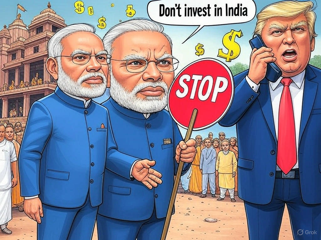 dotalihassan's tweet image. Modi&apos;s foreign policy in shambles? Hosted Trump&apos;s mega rally, spent crores, slashed tariffs, even paused conflicts for him. Bhakts built his temple! Yet, Trump tells Apple CEO to ditch India investments. This is the &quot;MEGA&quot; partnership? 🤔 #ModiForeignPolicy #TrumpTariffs